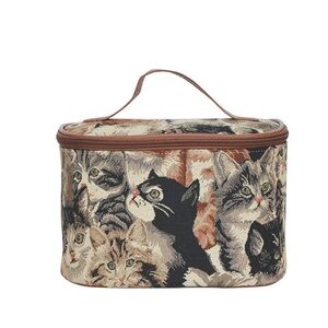 Signare USA Cat Brown Toiletry Vanity Bag